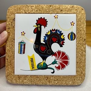 Rooster Cork & Tile Trivet from Portugal